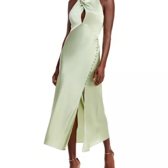 NICHOLAS  aline dress Pistachio color 100% Silk Backless Size 6 - Picture 1 of 12